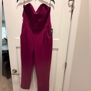 Express Strapless Magenta Romper Jumpsuit